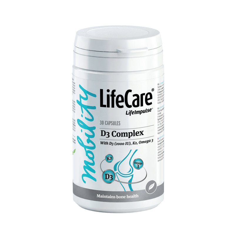 Complex cu vitamina D3 (2000 UI), K2 și Omega 3 din in